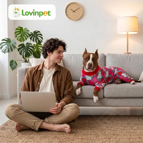 Miniatura 7 de LovinPet Pijama de Perro para Perros Grandes - Camisa para Aliviar la Ansiedad, Protección Solar para Perros, Pijamas de Recuperación Poscirugía