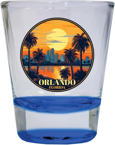 Orlando Florida B Souvenir - Vaso de chupito redondo de 1.5 onzas, color azul, paquete de 2