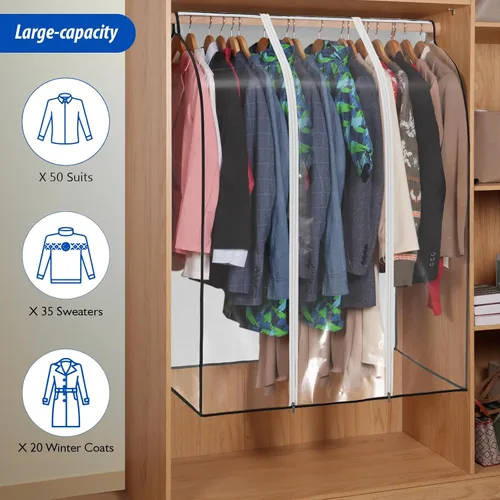 Miniatura 2 de Zilink Bolsas de ropa transparentes colgantes de 43 pulgadas para almacenamiento de ropa, extra grande, bolsa de almacenamiento de ropa de invierno