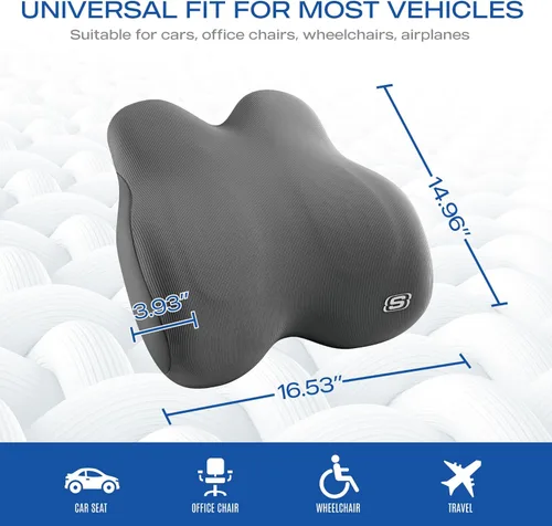 Miniatura 6 de Skechers Almohada lumbar de espuma viscoelástica, almohada de apoyo lumbar para oficina, silla, alivio del dolor de espalda baja, almohada lumbar