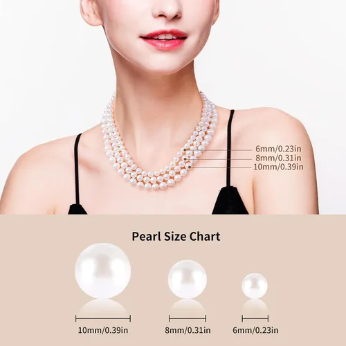 Miniatura 4 de Collar de perlas de concha para mujer con perlas cultivadas redondas blancas de agua dulce de calidad AAA+, cierre de plata de ley 925 chapado