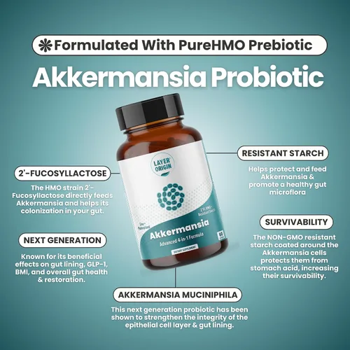 Miniatura 4 de Akkermansia muciniphila Probiótico, con Akkermansia Live + Pasteurizado y PureHMO Prebiótico, cepa validada, fórmula 4 en 1 actualizada