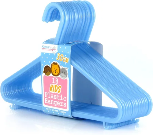 HANGERWORLD 18 azul 11.8 pulgadas plástico niños abrigo ropa pantalones falda bar bebé niños pequeños perchas
