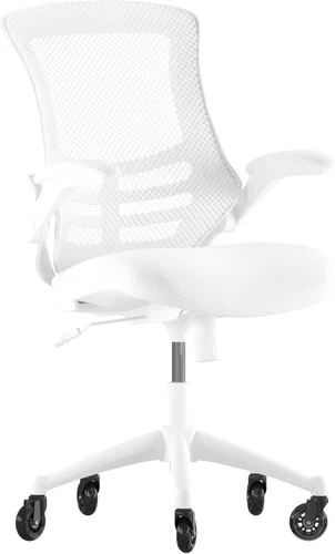 Miniatura 14 de Flash Furniture Kelista Silla de oficina ergonómica giratoria de malla negra con brazos abatibles y ruedas transparentes