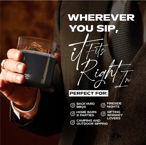 Miniatura 6 de asobu Vaso con funda para whisky, vaso de bourbon aislado con vidrio de rocas de alta calidad, sin BPA, acero inoxidable de doble pared, mantiene
