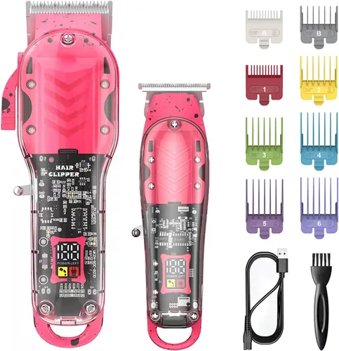 Miniatura 9 de WAIKIL Kit de recortadora de cabello para hombres, juego de peluquería profesional para recortar barba y cabello, carga silenciosa y duradera