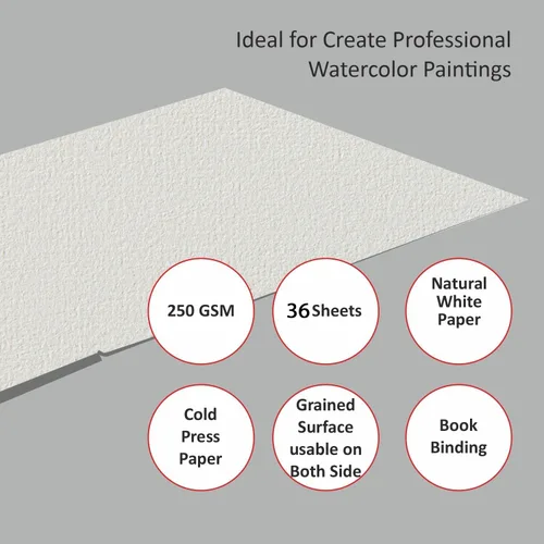 Miniatura 5 de Creo Crafts Papel de acuarela 100% algodón de 9 x 12 pulgadas, 36 hojas, A4, prensado en frío, sin ácidos, pH neutro, papel prémium de grado