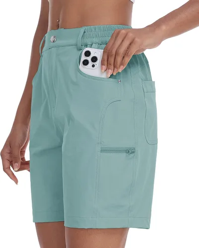 MoFiz Pantalones cortos de senderismo para mujer, de 7 pulgadas, de secado rápido, pantalones cortos deportivos casuales de verano con bolsillos