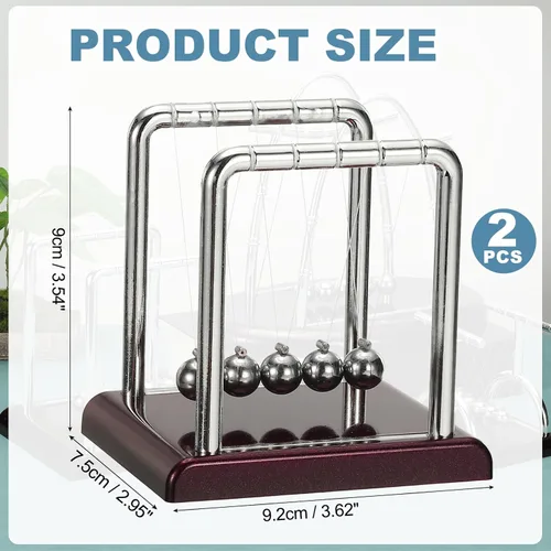 Miniatura 2 de PATIKIL Paquete de 2 cradle Newtons, péndulo de cuna de Newton, 5 bolas de equilibrio, juguetes de escritorio, bola de gravedad, juguetes divertidos