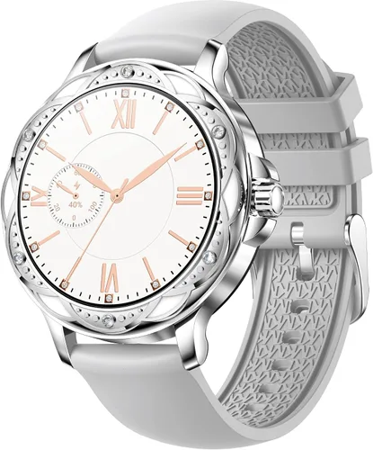 Miniatura 7 de Reloj para mujer Hombre Fitness Tracker, relojes inteligentes de diamantes rosas para mujer (respuesta/hacer llamadas) con pantalla táctil a
