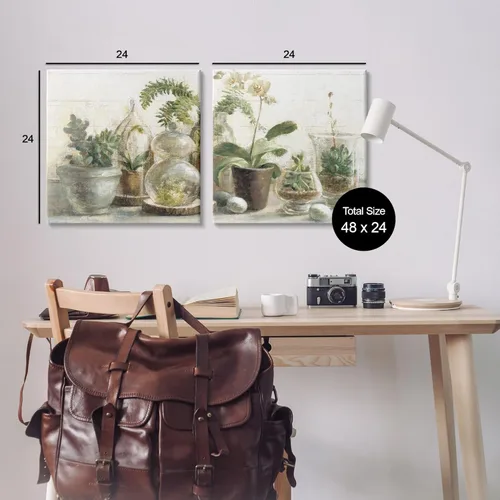 Miniatura 3 de Stupell Industries Plantas de casa suculentas con dije de país verde y marrón, diseñado por Danhui NAI, arte de pared, 2 unidades, cada una de 24 x
