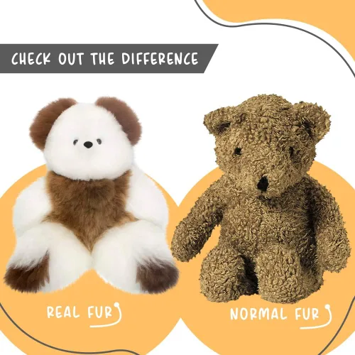 Miniatura 7 de Oso de Peluche de Bebé Alpaca Suave y Tierno - 9 pulgadas. Animal de Peluche de Alpaca Premium Hecho a Mano con Piel Auténtica de Alpaca. Lindo Oso