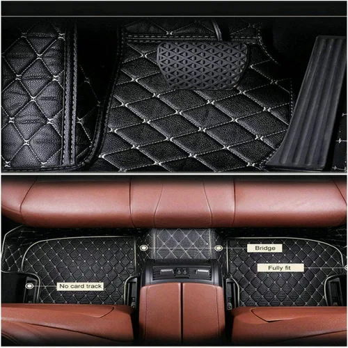 Miniatura 2 de Tapetes de cuero impermeables para automóvil y SUV, alfombrillas para hombres y mujeres, negro y beige, personalizable (color marrón)