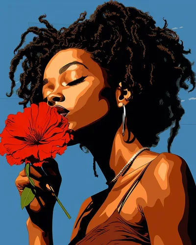 Miniatura 14 de Pintura por Números Afroamericana DIY Pintura Acrílica Kit de Pintura por Números para Niños Adultos Principiantes Chica Negra de Moda DIY Pintura