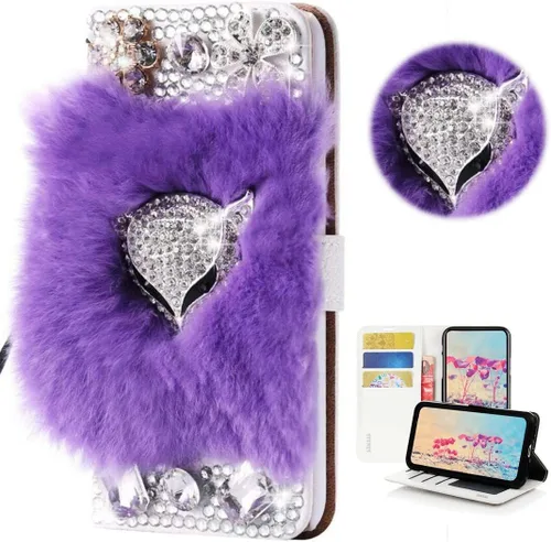 Miniatura 15 de Bling - Funda tipo cartera para teléfono compatible con Moto Edge 5G UW, elegante, diseño de zorro de lujo hecho a mano en 3D, funda magnética