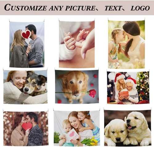 Miniatura 2 de Tapiz personalizado con foto, regalos personalizados de Navidad, cumpleaños, tapiz personalizado para colgar en la pared, telón de fondo