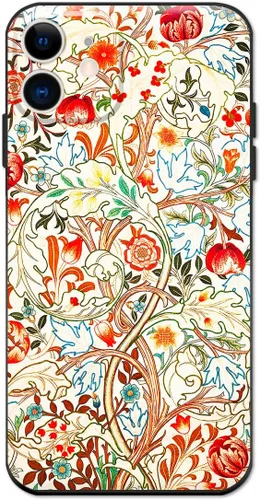 Berkin Arts Funda de silicona compatible con iPhone 12 con protector de pantalla de flores ornamentales intrincadas rosas (Acanthus de William