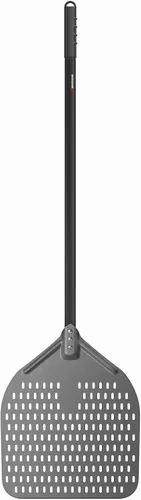 Miniatura 9 de G.a HOMEFAVOR Cáscara de pizza perforada de 14 x 17 pulgadas, 35 pulgadas en total, rectangular de aluminio para torneado de pizza con mango
