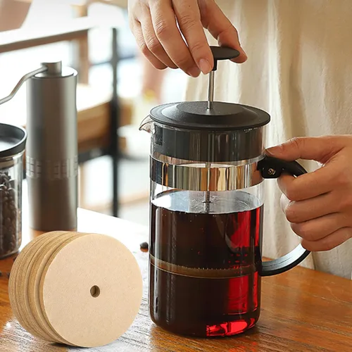 Miniatura 6 de 200 piezas de filtros de café en disco, filtros de café percolador natural de 3.5 pulgadas para cafetera percoladora y canasta de fondo plano