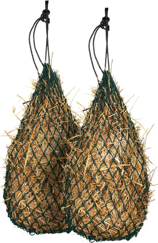 Miniatura 11 de Majestic Ally 2 redes de heno de alimentación lenta de 42 pulgadas para caballos, agujeros pequeños fuertes de 2 x 2 pulgadas, cuerda de nailon