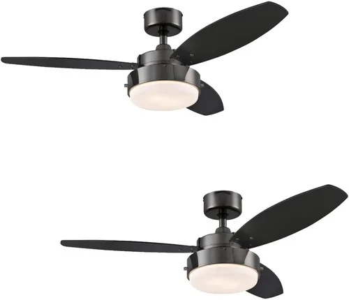 Ciata Ventilador de techo para dormitorio con luz, ventilador de techo interior de aleación de 42 pulgadas con acabado metálico de pistola con Gris