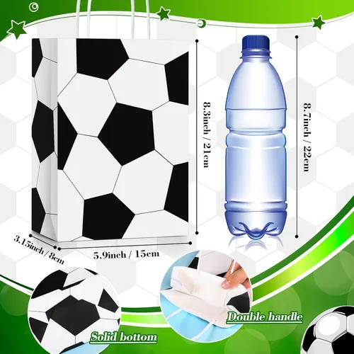 Miniatura 4 de TaoBary 12 bolsas de regalo para fiestas deportivas, fútbol, béisbol, deportes, bolsas de regalo con asas para decoración de fiesta de cumpleaños