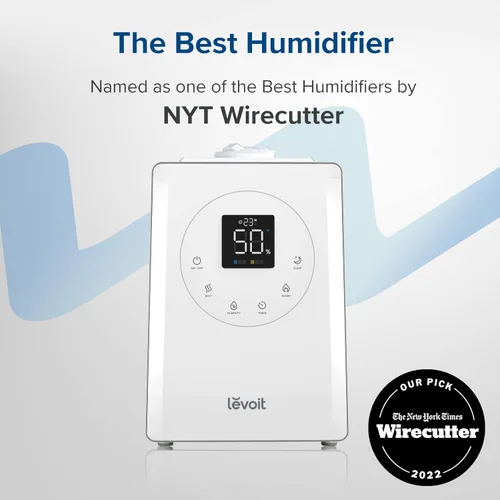 Miniatura 12 de LEVOIT Humidificadores evaporativos para dormitorio de bebé, filtros dobles de aire y agua, sensor separado, sin luz azul para luz nocturna de Blanco