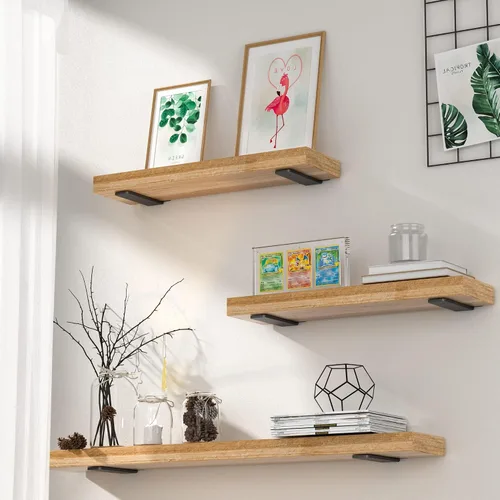 Miniatura 5 de Paquete de 4 soportes flotantes para estantes de 4 pulgadas, soportes ocultos en L resistentes, soportes de estante industriales rústicos