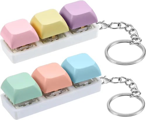 Miniatura 11 de Taiyin - Llavero de juguete con teclado clicker, juguete de descompresión con botón, llavero antiestrés, regalo para adultos para pasar el tiempo