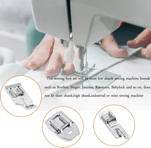 Miniatura 4 de Juego de 11 pies prensatelas para máquina de coser de vástago bajo a presión, cantante, hermano, Janome, Babylock, Kenmore, Euro-Pro, blanco, Juki