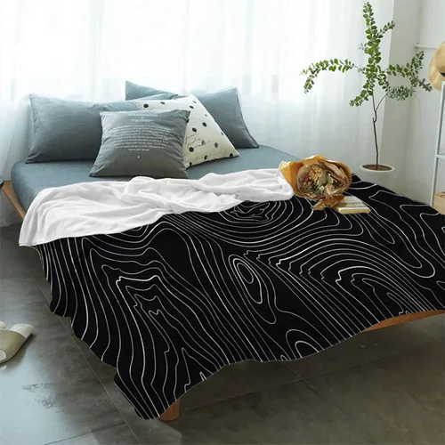 Miniatura 2 de Manta de forro polar para sofá cama, vista superior abstracta topográfica, mantas y mantas de microfibra suave para sofá de viaje, líneas