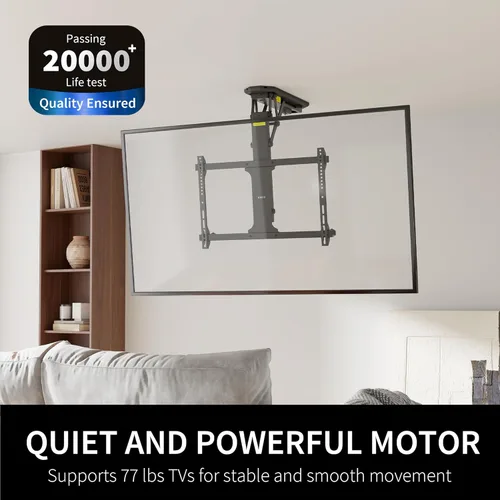 Miniatura 5 de VIVO Soporte eléctrico para TV de techo para pantallas de 32 a 70 pulgadas, soporte VESA de techo inclinado motorizado abatible grande, paquete Negro