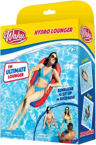 Miniatura 9 de Wahu Hydro Lounger - Flotador versátil para tomar el sol, tumbona inflable para playa y piscina con válvula de inflado/desinflado, rojo/azul