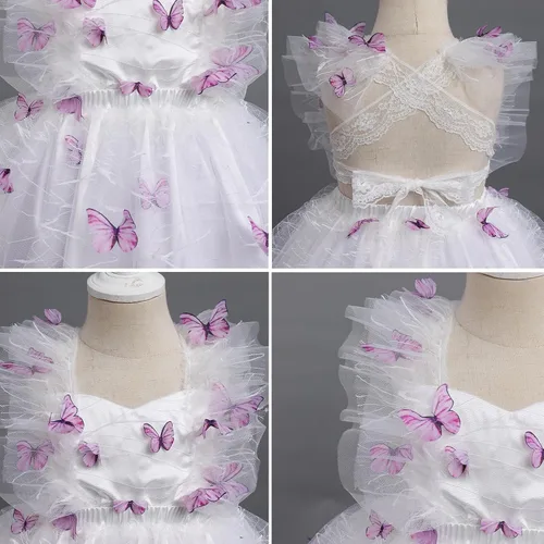 Miniatura 5 de Vestido para sesión de fotos de fiesta de cumpleaños con espalda descubierta para bebé, niña, mariposa, fresa, volantes, princesa, pastel, fiesta