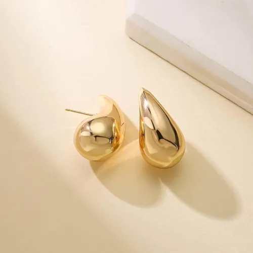 Miniatura 3 de Tear Drop Earrings for Women Chunky Hollow Waterdrop Gold Hoop Earrings Hypoallergenic 18k Gold Plated Stainless Steel Earrings Fashion Jewelry for