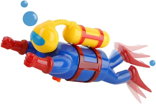Juguete de baño Wind-Up Diver para niños pequeños – Mecanismo de natación y buceo de Frogman, juguete de agua para bañera/piscina sin batería, sin