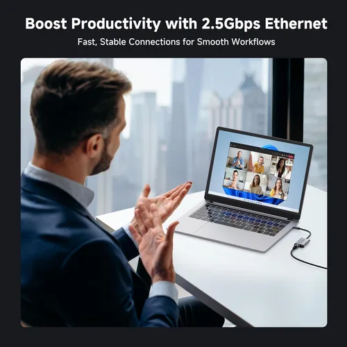 Miniatura 4 de Cable Matters Adaptador USB C a Ethernet de 2.5 Gb con carga de 140 W, velocidad de red de 2.5 Gigabit, adaptador USB C a Ethernet compatible