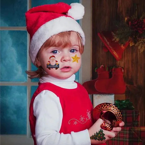Miniatura 5 de Tatuajes temporales de Navidad para niños, 6 hojas grandes, tatuajes falsos de Navidad para niñas, niños, regalos de fiesta de Navidad, decoración