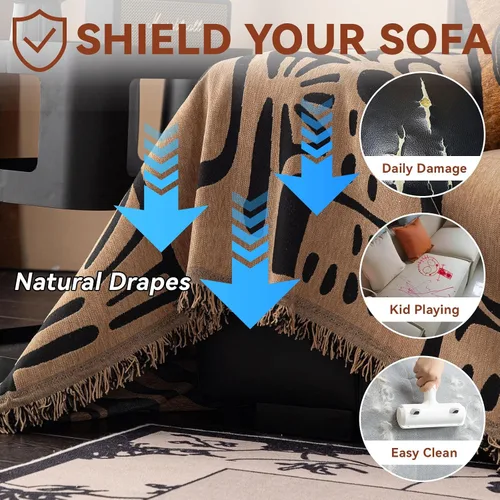 Miniatura 294 de VClife Fundas de sofá bohemio de felpilla para sofá seccional, fundas de sofá suaves y antideslizantes para sofá de 2 cojines, protector de muebles