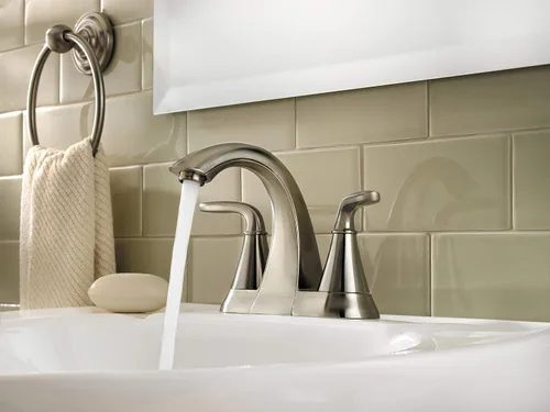 Miniatura 3 de Pfister Pasadena LF048PDKK - Grifo de lavabo de baño de 4 pulgadas con 2 manijas y 3 agujeros con placa de cubierta TiteSeal y tecnología Pfast