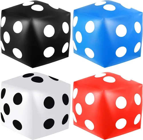 Miniatura 8 de 4 dados inflables gigantes de 12.6 pulgadas, juego divertido de dados inflables grandes para interiores y exteriores, césped, piscina, fiesta, Negro