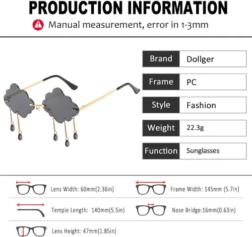 Miniatura 3 de Dollger Gafas de sol sin montura para mujer, retro, coloridas, Halloween, rave, gafas de sol de los años 90, lindas gafas de sol divertidas