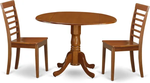 Miniatura 12 de East West Furniture DLML3-MAH-C - Juego de comedor de 3 piezas que contiene una mesa de comedor redonda con gotas y 2 sillas tapizadas de tela