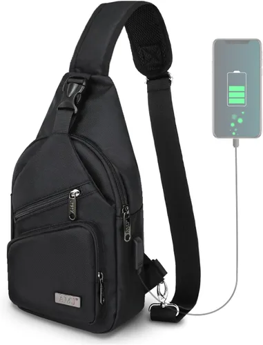 AMJ Bolso cruzado tipo bandolera para hombres y mujeres, mochila de hombro casual, mochila de pecho tipo morral para senderismo y viajes
