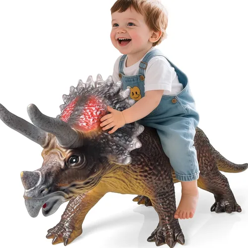 Miniatura 6 de Gzsbaby Dinosaurs King Giant Triceratops Juguete de Dinosaurio – Figura de Dinosaurio Realista y de Aspecto Real de 32 pulgadas, Juguetes