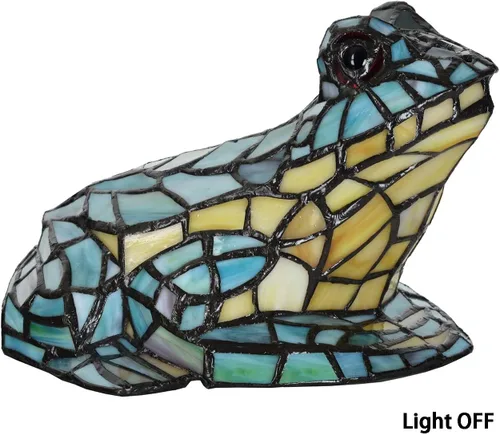 Miniatura 8 de Bieye L10829 Lámpara de Mesa de Rana Estilo Tiffany Vidrio Manchado Luz de Acento Nocturna para Decoración del Hogar Guardería Mesita de Noche