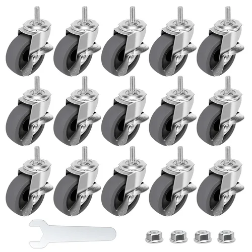 Miniatura 16 de Ruedas giratorias, juego de 4 ruedas giratorias de bloqueo de 3 pulgadas, 3/8-16 x 1 (diámetro del tornillo 3/8 pulgadas, longitud 1 pulgada)