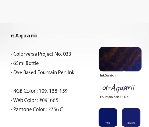 Miniatura 5 de Colorverse Pluma estilográfica Tinta Azul α Aquarii 2.2 fl oz Tinta a base de tintes Project Series