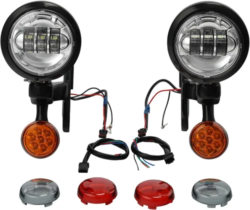 Green-L Luz antiniebla LED para Harley 1997-2013 Touring Street Glide Electra Glide Road King Spotlight 4.5 pulgadas Foglight indicador de lámpara