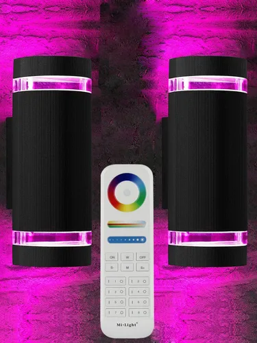 Miniatura 5 de rosykite Iluminación LED que cambia de color RGB doble hacia arriba y hacia abajo, luz de pared al aire libre, 12 W, 1200 lm, temperatura blanca